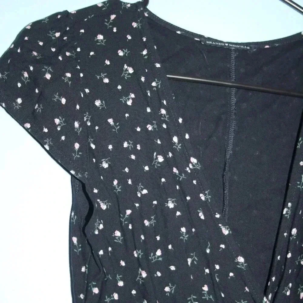 Brandy Melville Mini Floral Print Wrap Dress One Size - Picture 3 of 13